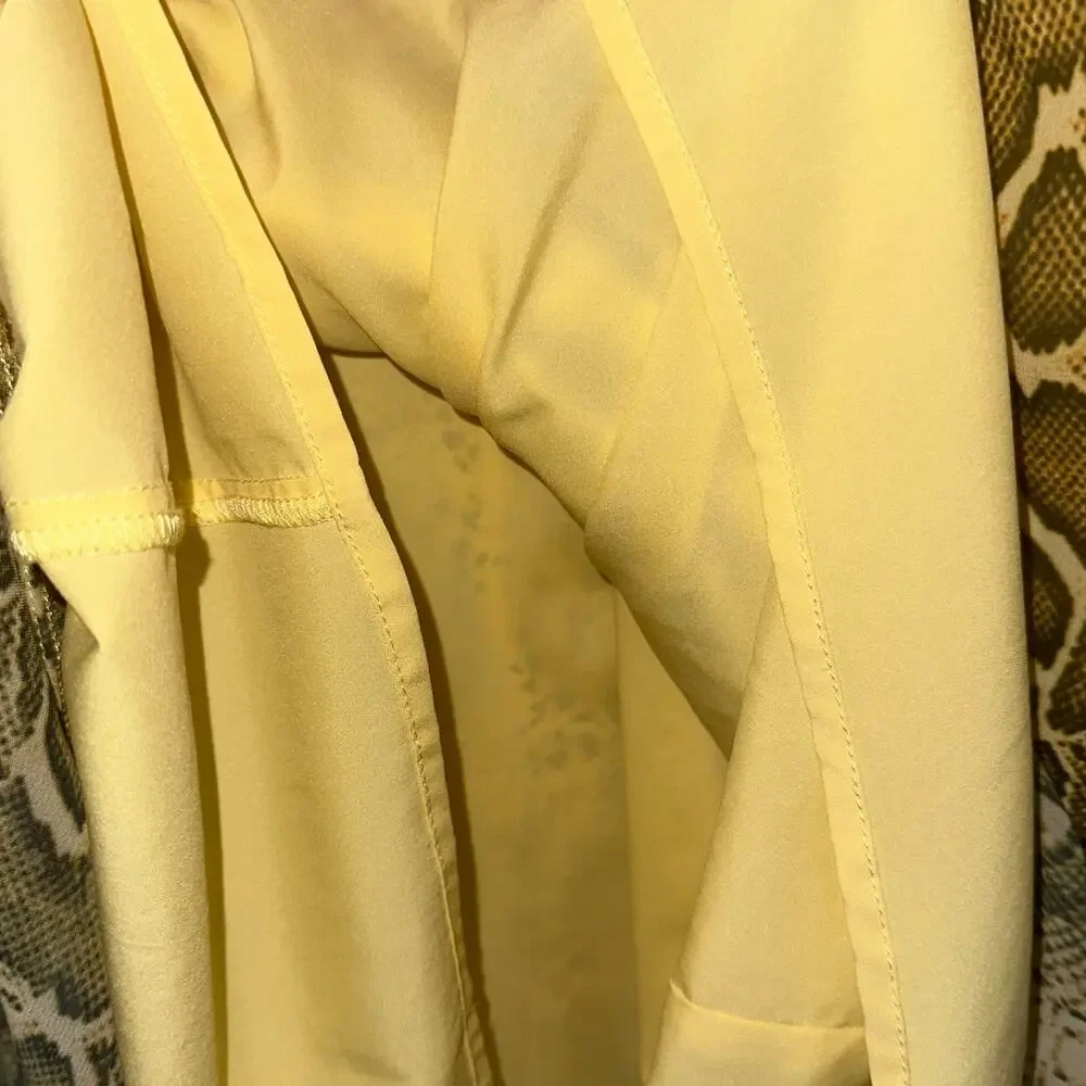 Sam Edelman Yellow Snake Ruched Short Puff Sleeve Dress Size 14
